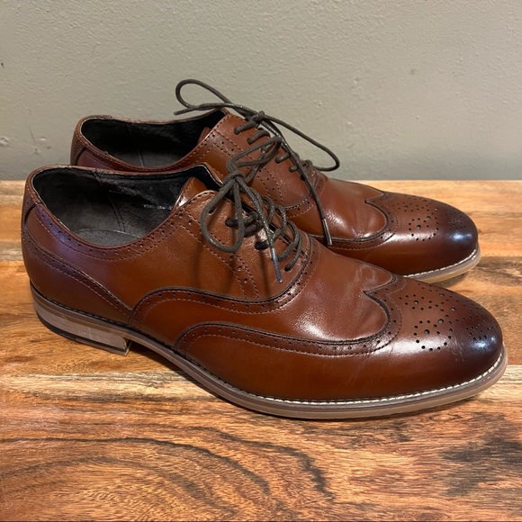 Stacy Adams Dunbar Tan Wingtip Oxfords 9W - Picture 6 of 13